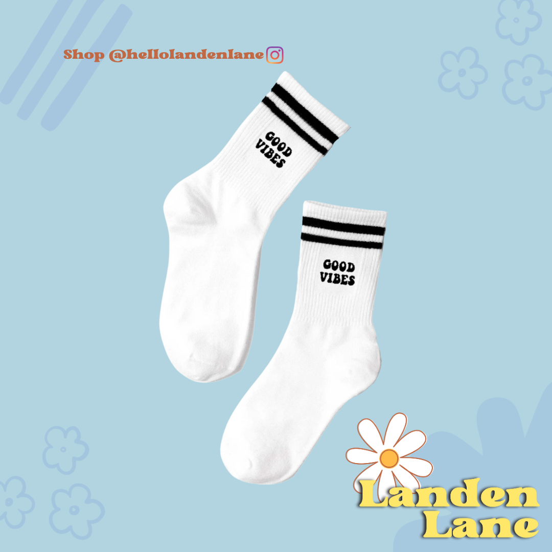 White "Good Vibes" Socks