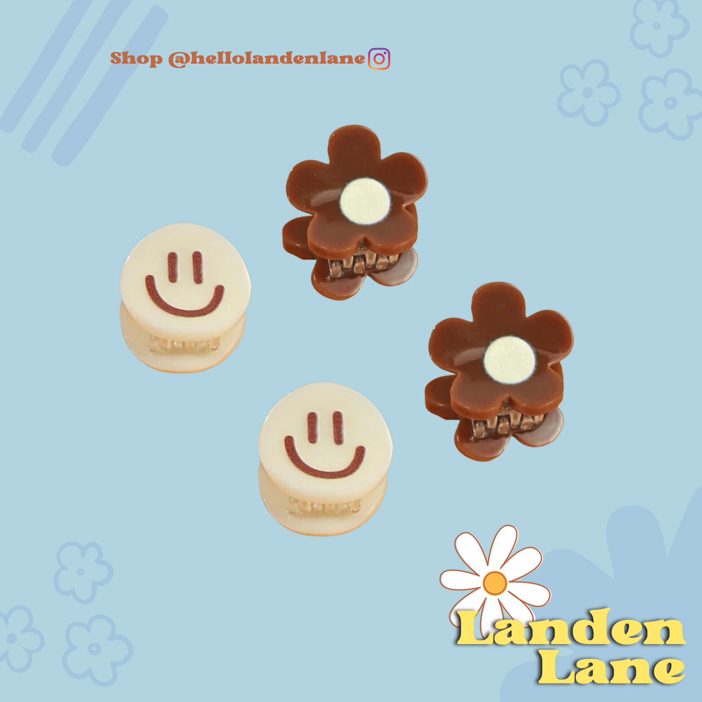 Smile and Flower Hair Clips